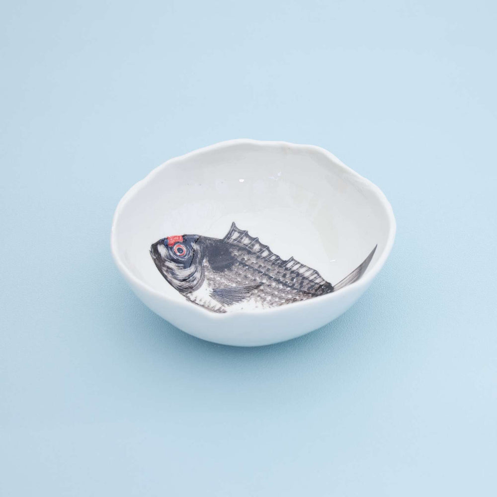 Porcelain Hand Painted Bowl, Fish, Medium