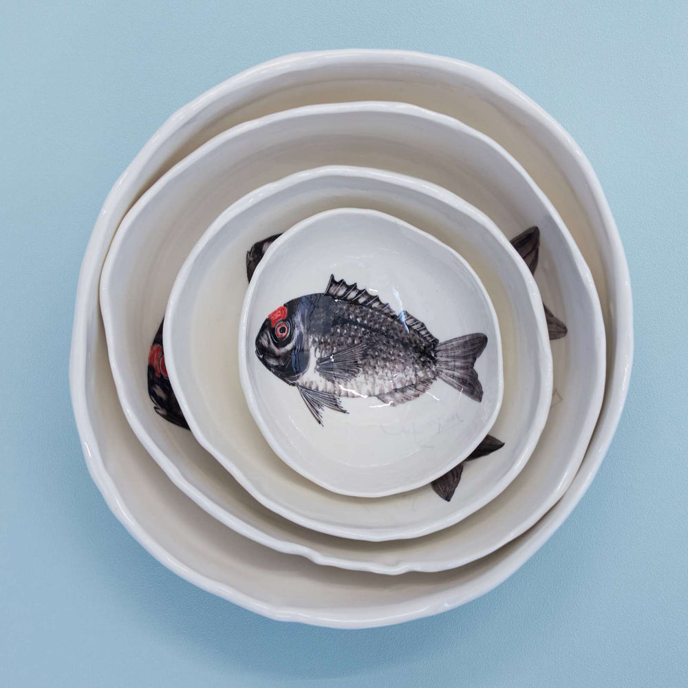 
                
                    Load image into Gallery viewer, Porcelain Hand Painted Bowl, Fish, XLarge
                
            