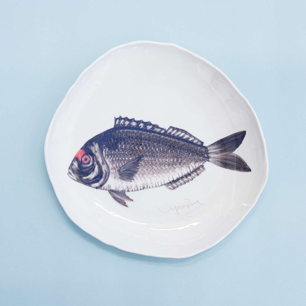 Porcelain Hand Painted Dish, Fish, Large
