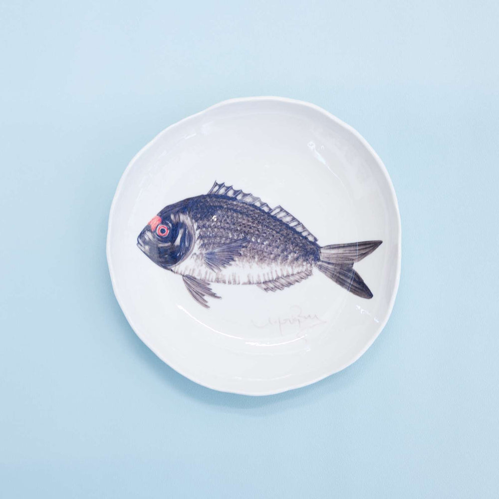 Porcelain Hand Painted Dish, Fish, Medium