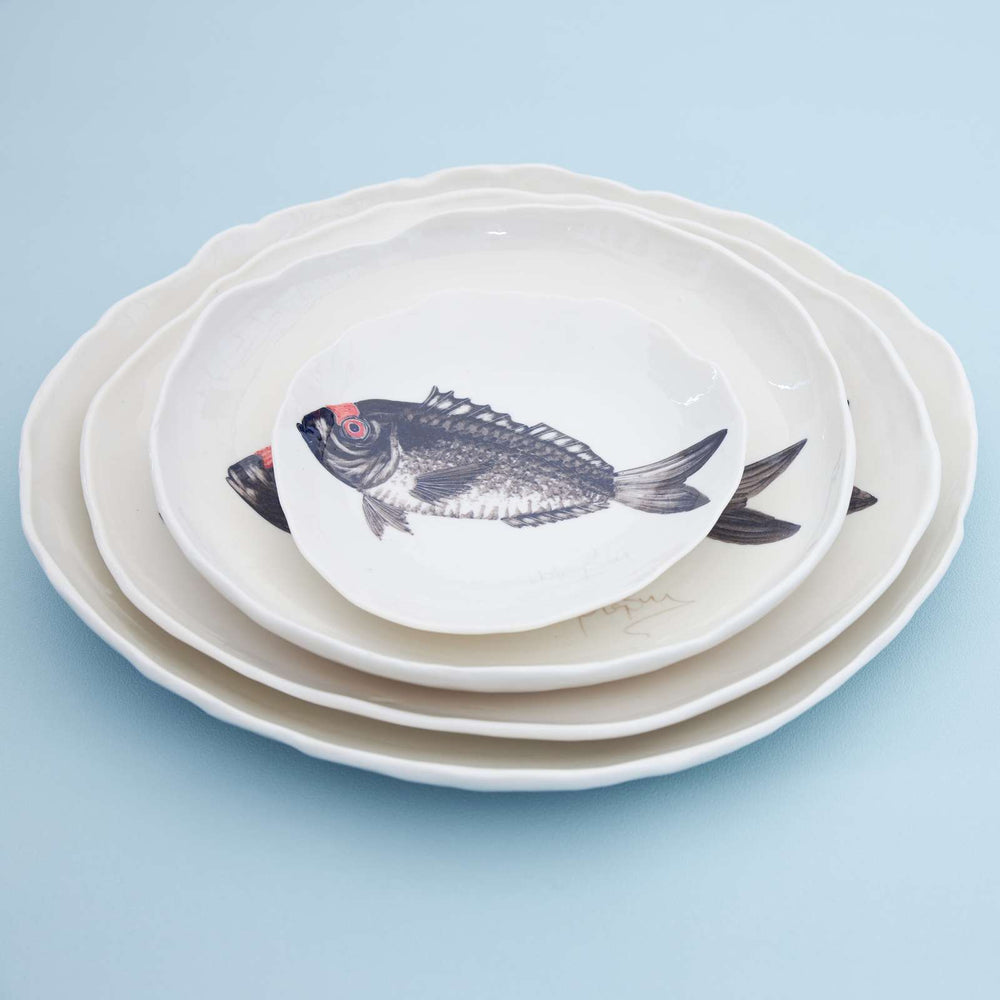 Porcelain Hand Painted Dish, Fish, Large