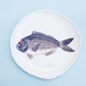 Porcelain Hand Painted Dish, Fish, XLarge