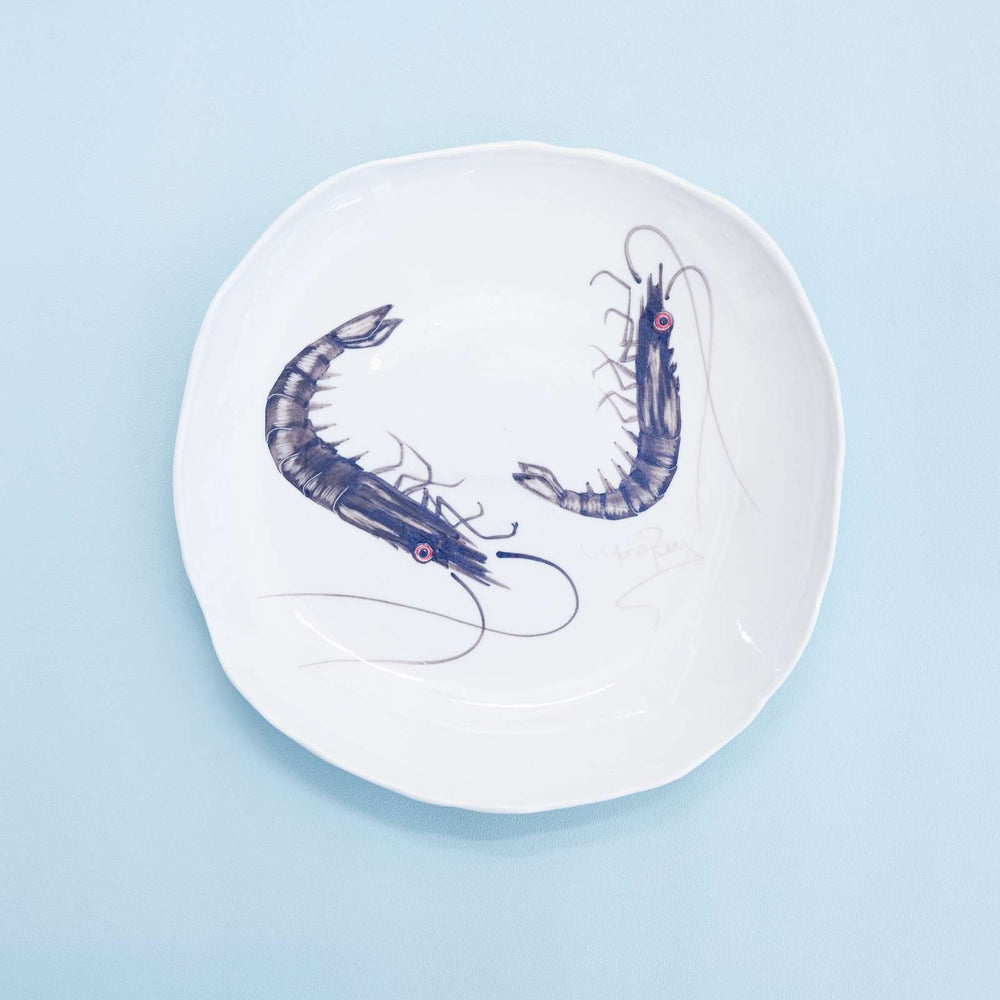 
                
                    Load image into Gallery viewer, Porcelain Hand Painted Dish, Shrimps, Large
                
            