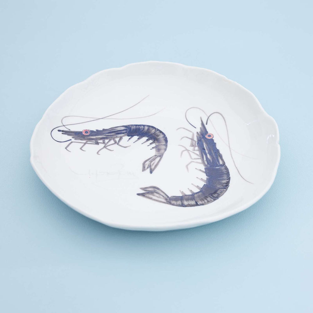 
                
                    Load image into Gallery viewer, Porcelain Hand Painted Dish, Shrimps, Medium
                
            