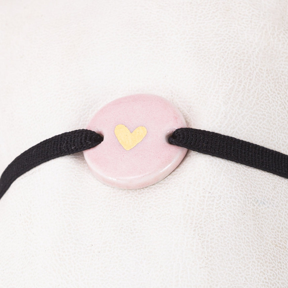 
                
                    Load image into Gallery viewer, Porcelain Heart Bracelet with Elastic Ribbon
                
            