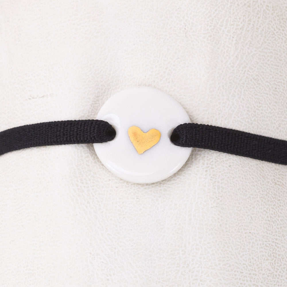 
                
                    Φόρτωση εικόνας στο Viewer Gallery, Porcelain Heart Bracelet with Elastic Ribbon in White
                
            