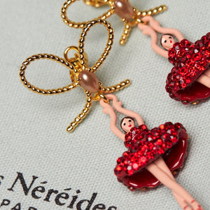 Red Rhinestone Crystals, Ballerina Earrings