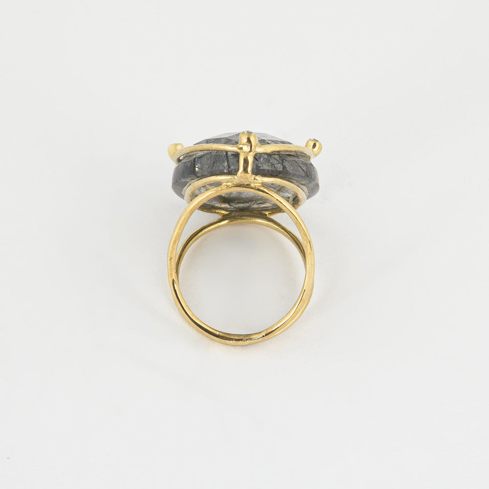 
                
                    Load image into Gallery viewer, Rutilated Quartz Ring, Oval, Gold Plated Silver
                
            