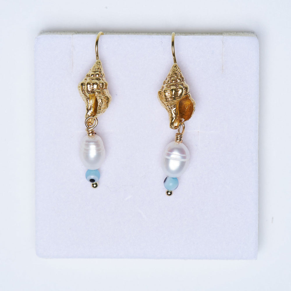Sea Shell, Drop Earrings with Pearl