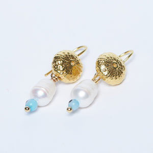 
                
                    Load image into Gallery viewer, Sea Urchin, Drop Earrings with Pearl
                
            