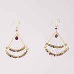 Semicircles Pendant Earrings with Multicoloured Tourmalines