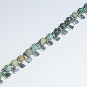 Turquoise and Silver Fringe Bracelet
