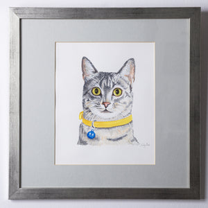 Watercolour Painting Cat Series no 6, Framed