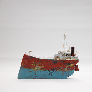 
                
                    Load image into Gallery viewer, Wooden Handmade Ship in Coral and Turquoise
                
            