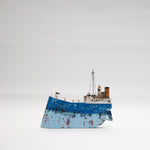Wooden Handmade Ship in Sea Blue